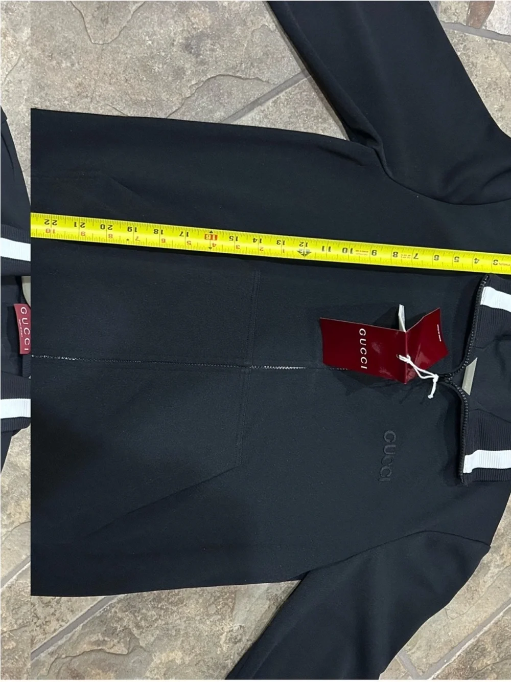 Men’s Gucci jersey technical, zip up jacket, web, trim, size medium, made Italy
